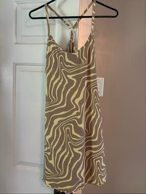 Brown & Yellow Outdoor Voices Swirl Slip Dress
